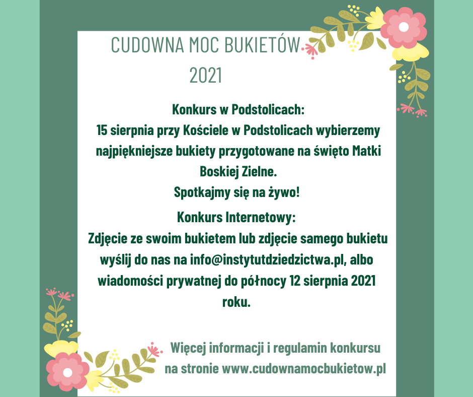 Cudowna Moc Bukietów 2021 - zaproszenie na konkurs w Podstolicach - druga strona